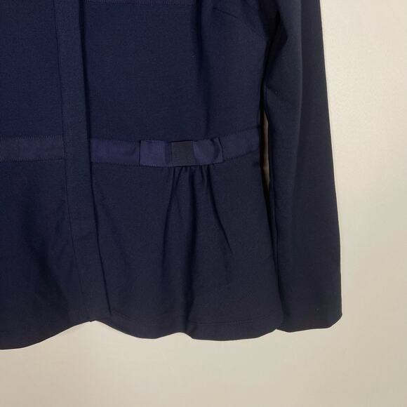 Vineyard Vines Womens 2 Navy Blue Grosgrain Bow Ponte Knit Blazer Jacket Peplum - Picture 4 of 7